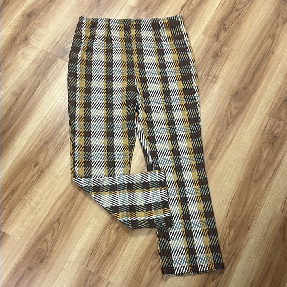 S Free People Plaid cropped Ankle Pants -